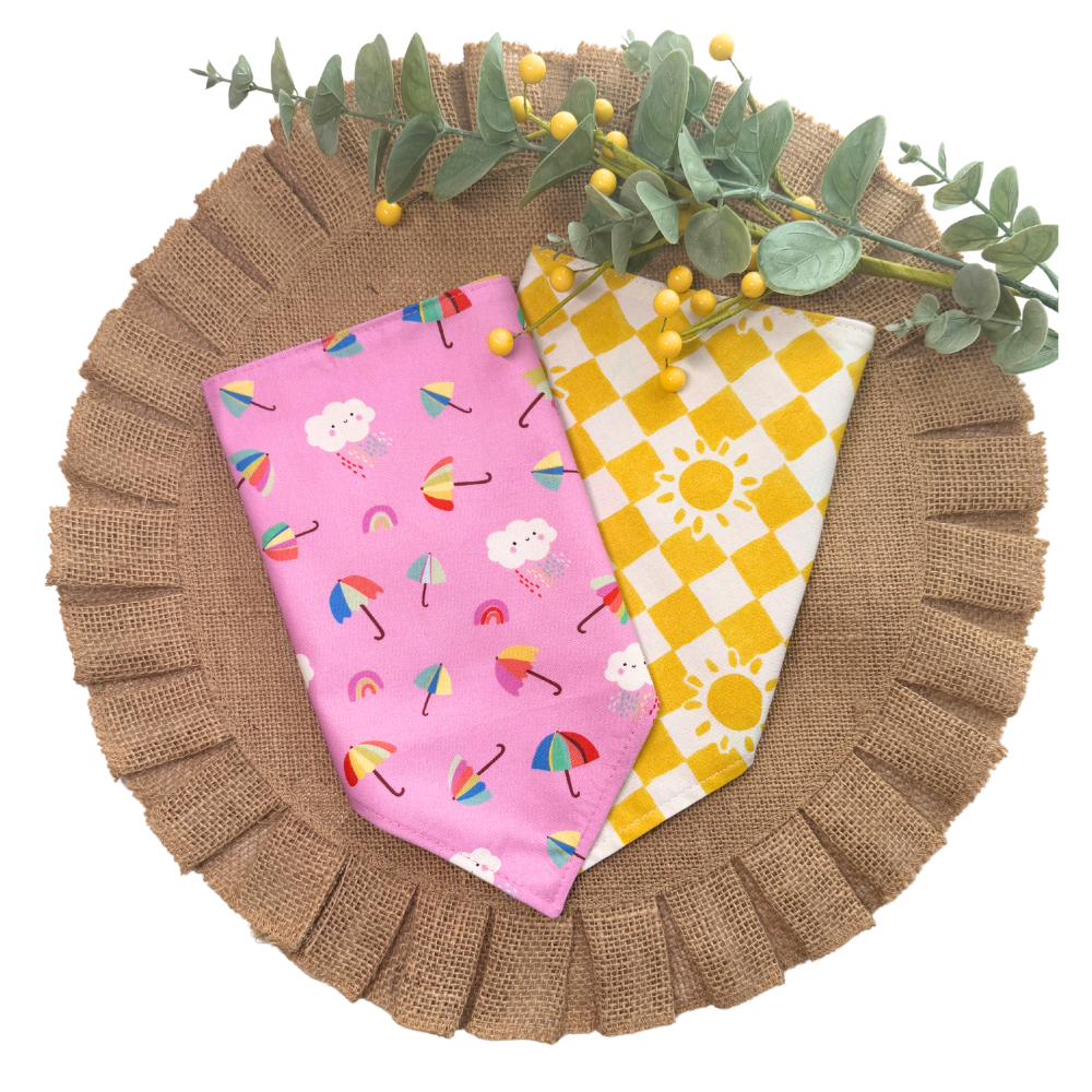 Spring Showers and Checkered Sunshines Reversible Bandana for Pets