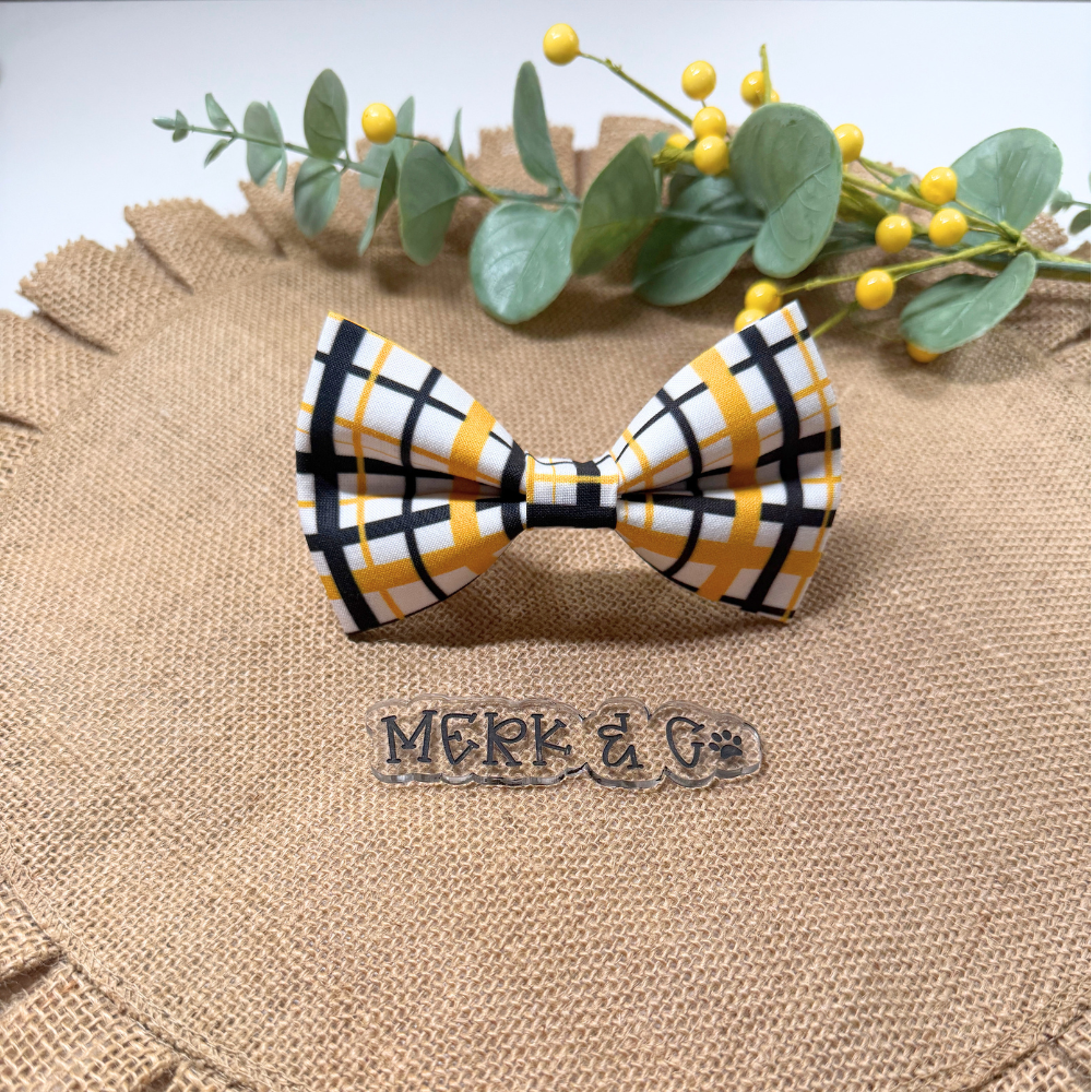 Black & Yellow Pittsburgh Plaid Bow Tie