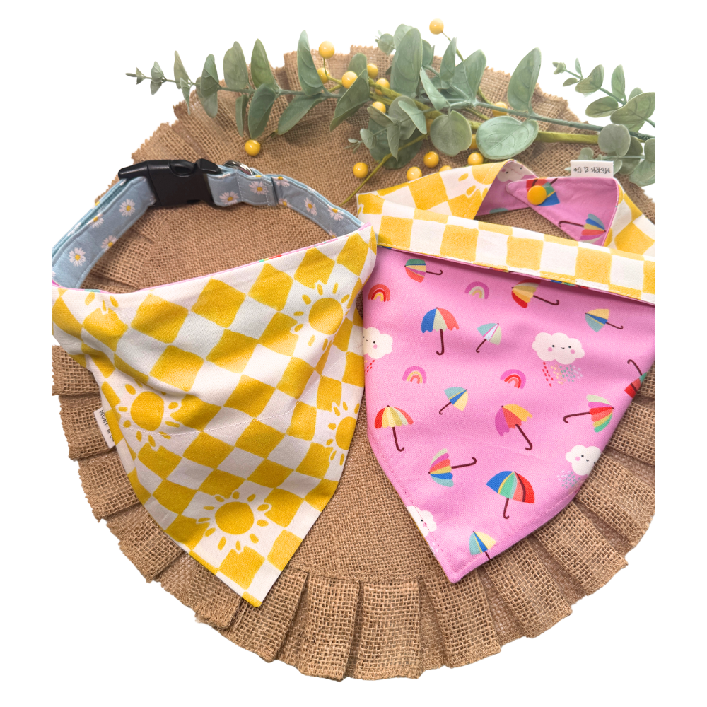 Spring Showers and Checkered Sunshines Reversible Bandana for Pets