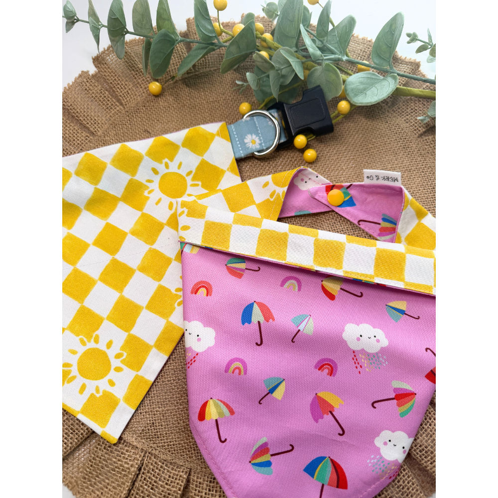 Spring Showers and Checkered Sunshines Reversible Bandana for Pets