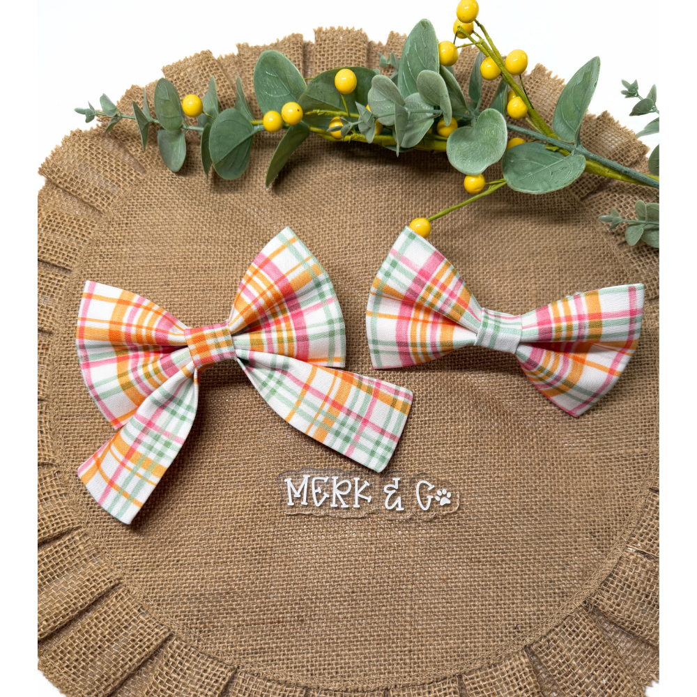 Bright Summer Plaid Sailor Bow