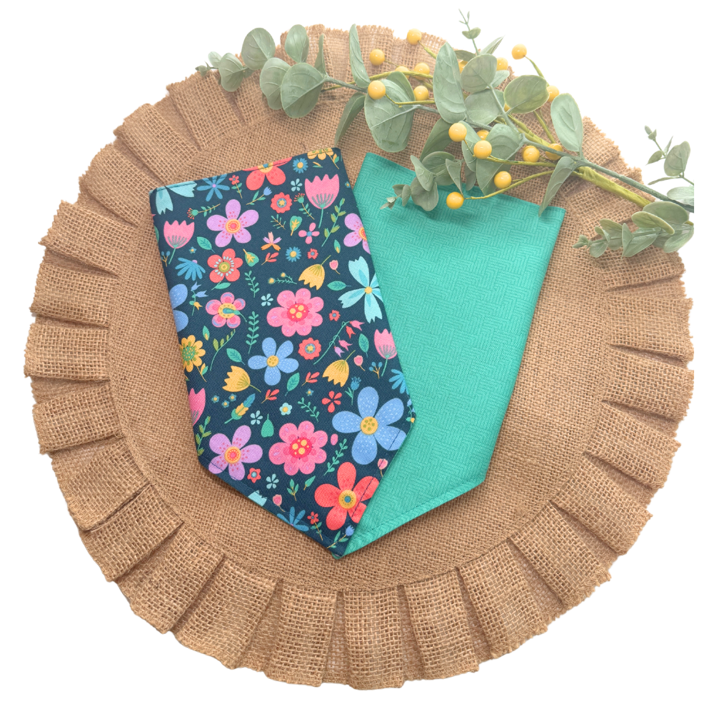 Whimsical Blue Florals Bandana