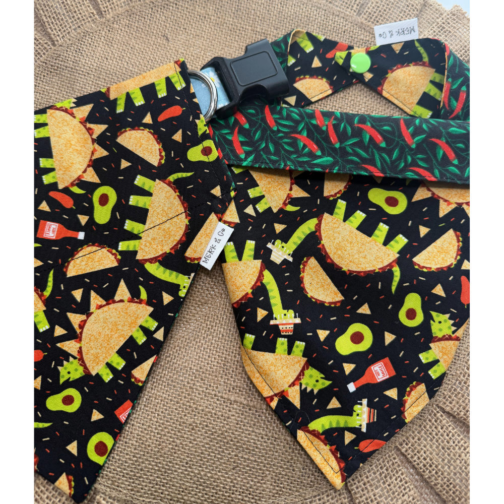 Dinosaur Tacos Cinco De Mayo Reversible Bandana for Pets