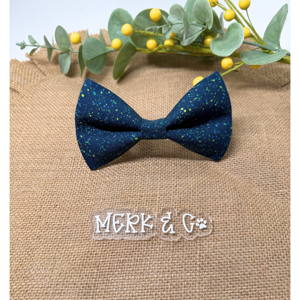 Navy Splatter Paint Bow Tie