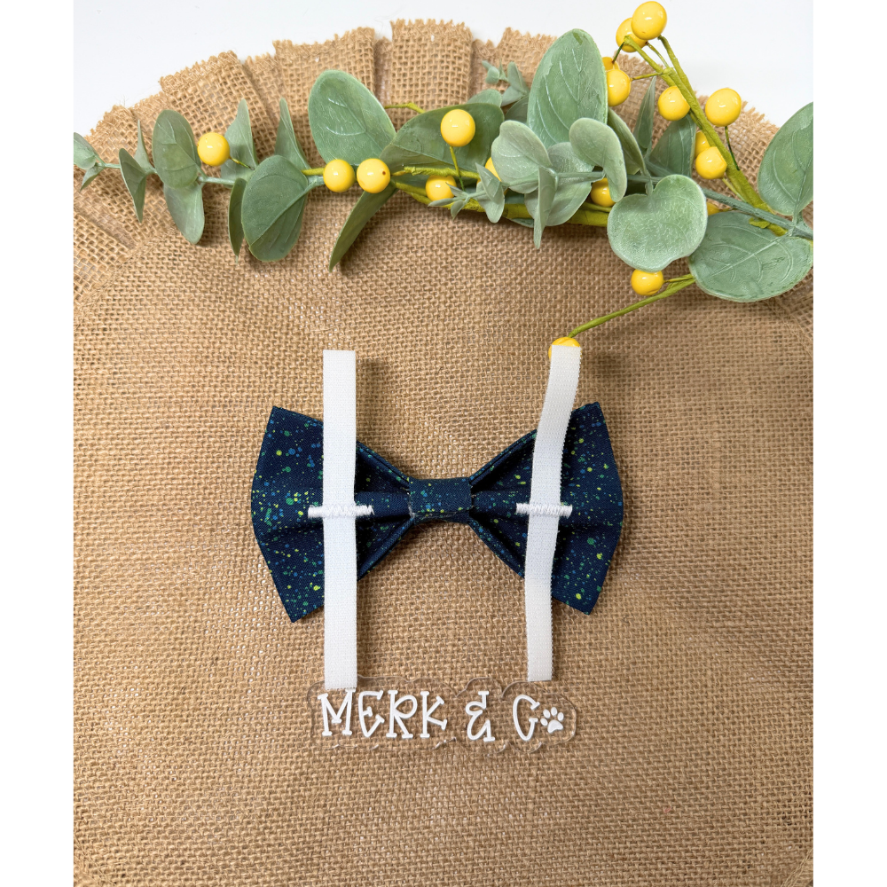 Navy Splatter Paint Bow Tie