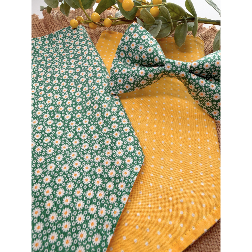 Small Green Daisies Spring Florals Bow Tie For Pets