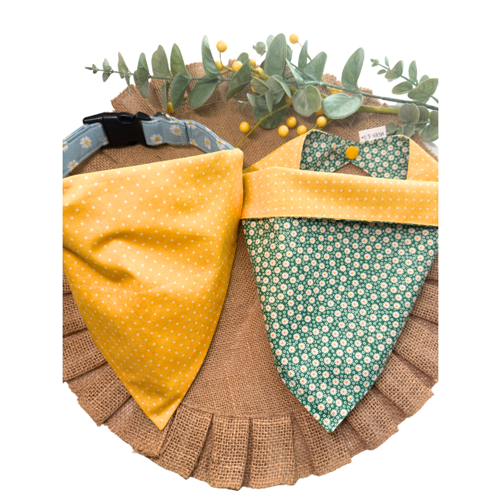 Small Daisy Flowers Reversible Spring Bandana for Pets