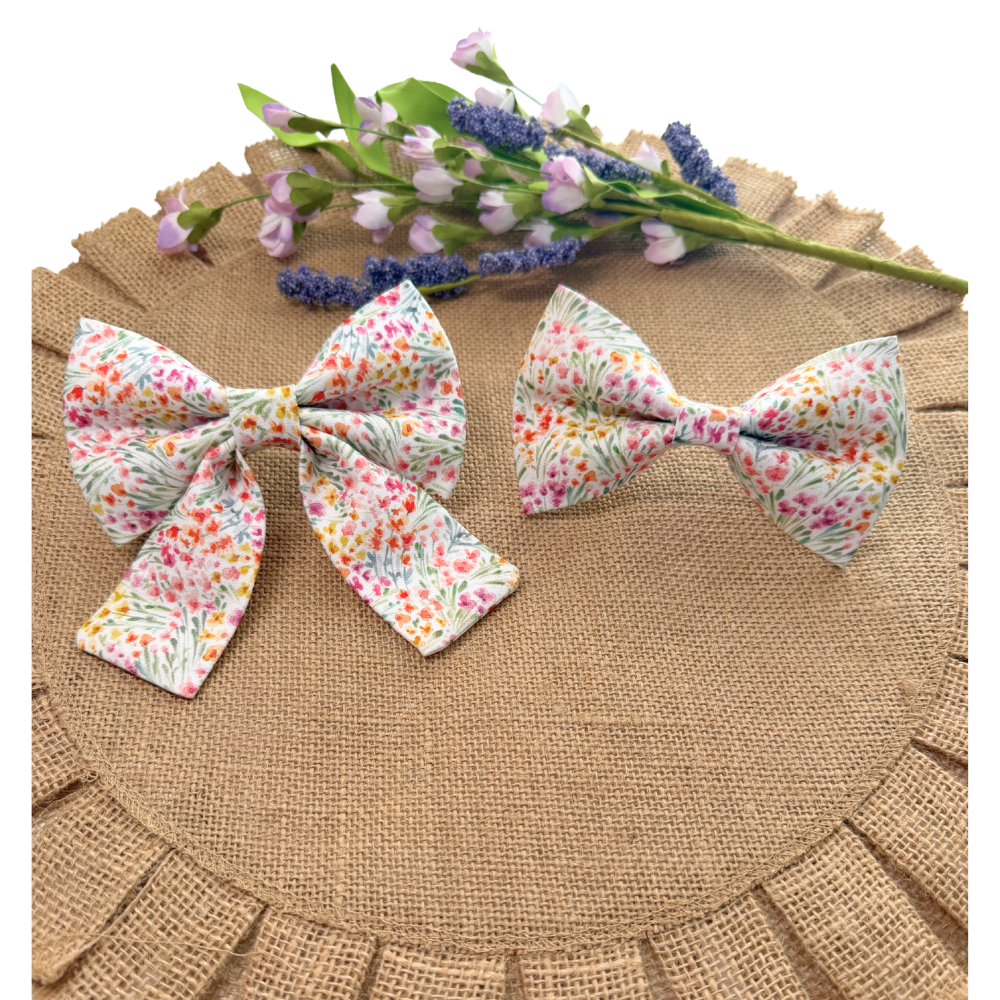 Pastel Spring Florals Sailor Bows For Pets
