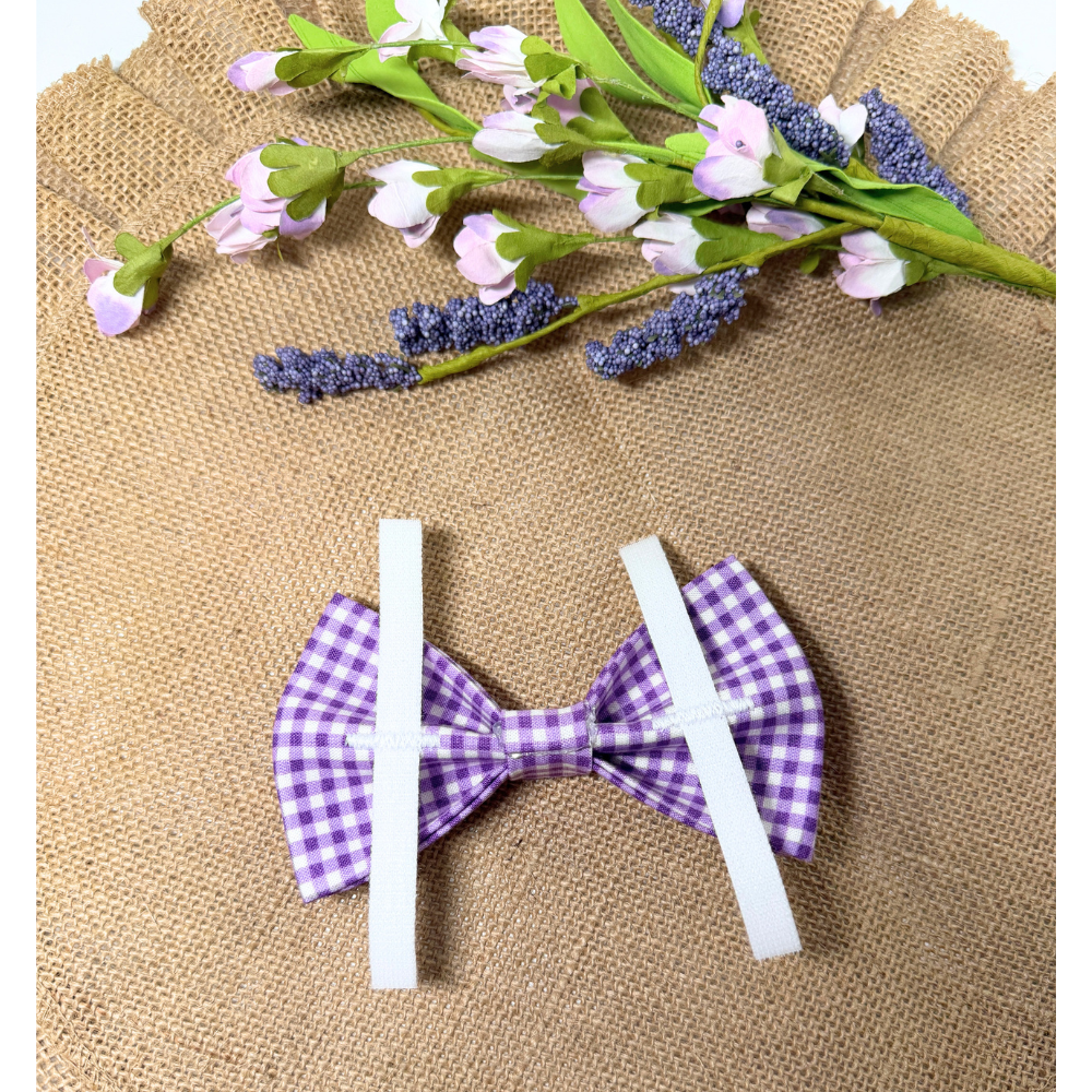 Purple Gingham Spring Bow Tie For Pets