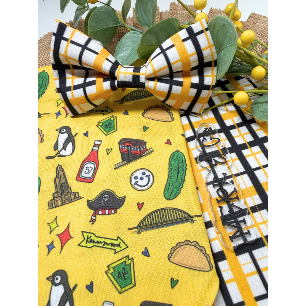 Black & Yellow Pittsburgh Plaid Bow Tie