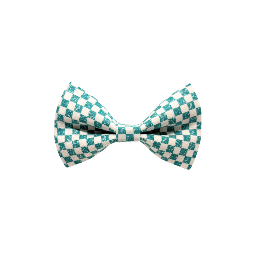 Teal Checkered Bow Tie