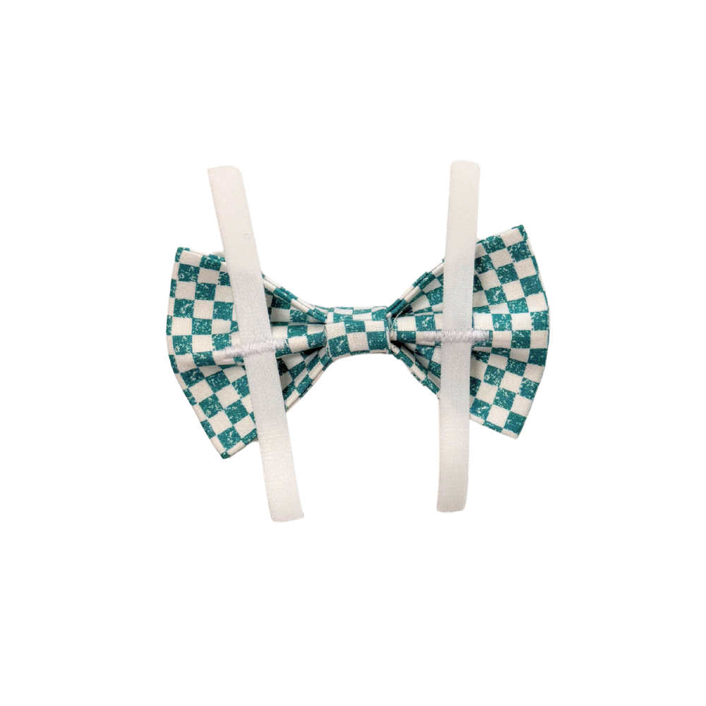 Teal Checkered Bow Tie