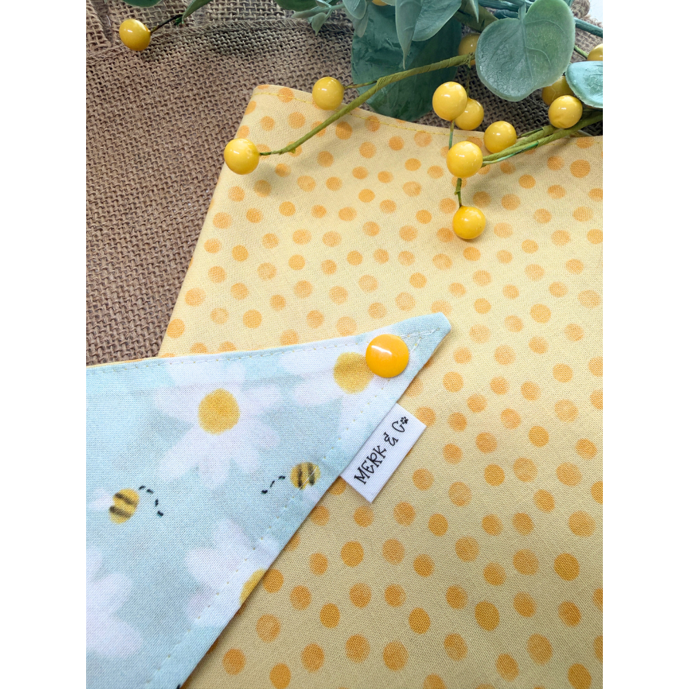 Spring Bees with Daisies Reversible Spring Bandana for Pets