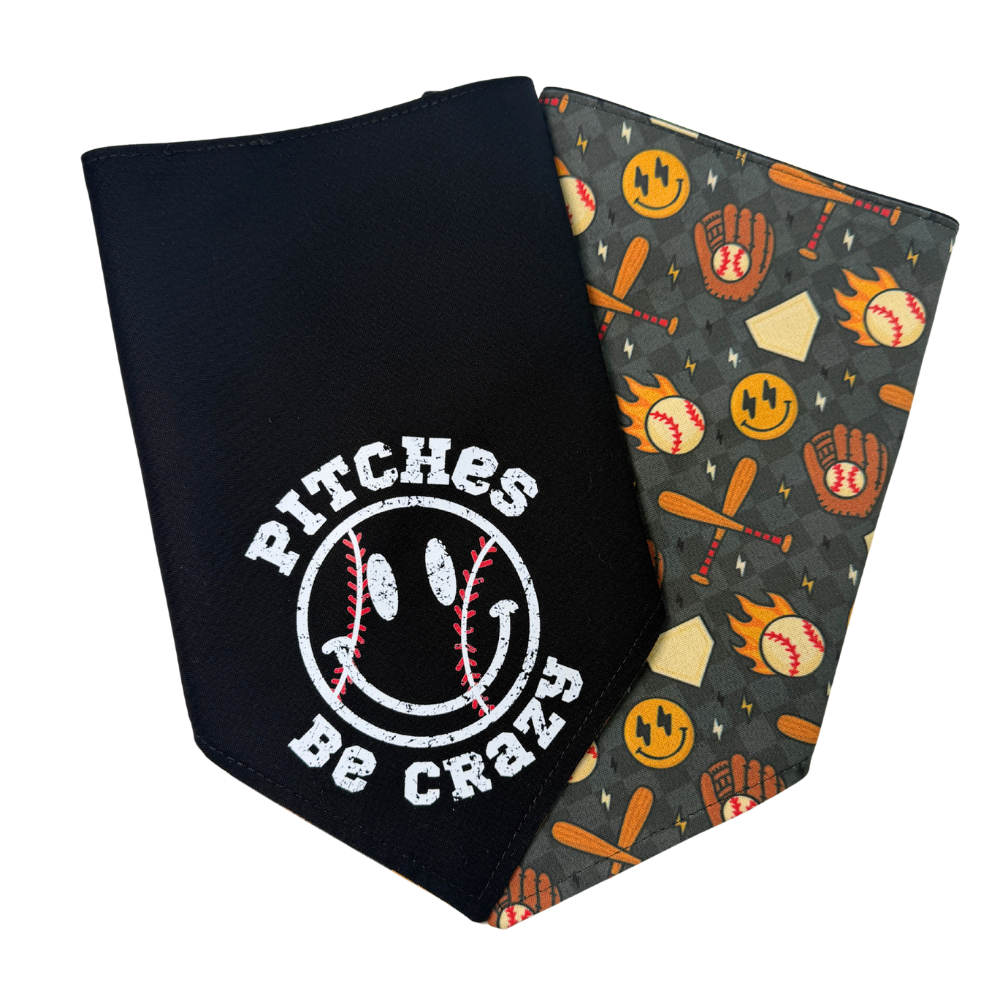 Checkered Pitches Be Crazy Reversible Baseball Bandana for Pets